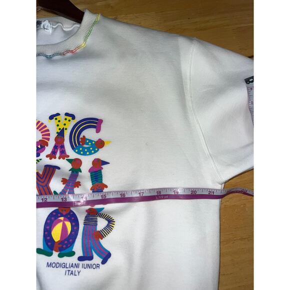 Modigliani Iunior Sweatshirt Italy Spellout Character Multicolor Crewneck Large - Picture 12 of 13